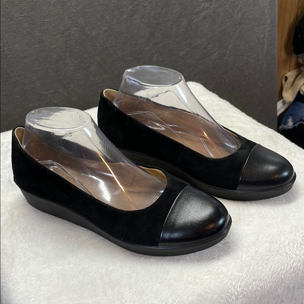 Hotter Black Stud Loafers Sleek Comfortable‎ Flats